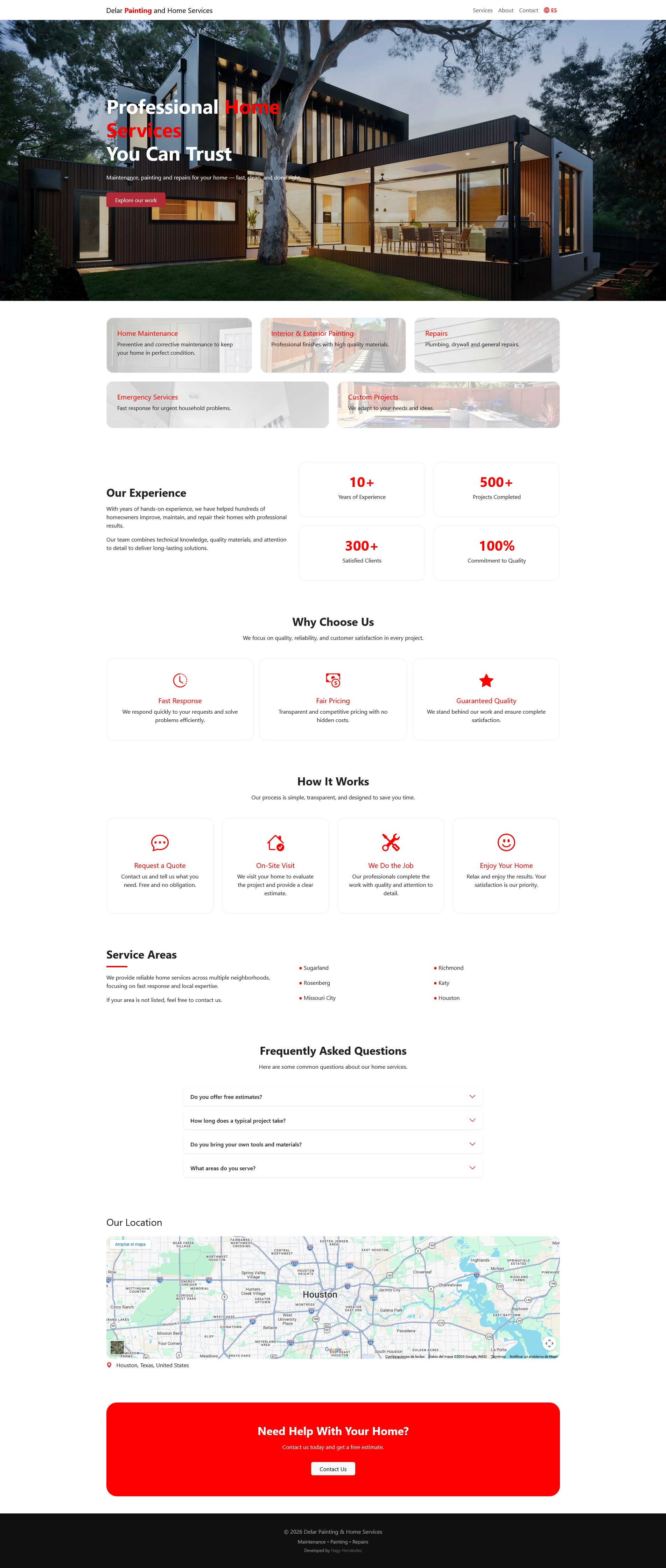 Delar Painting - Sitio web profesional en producción