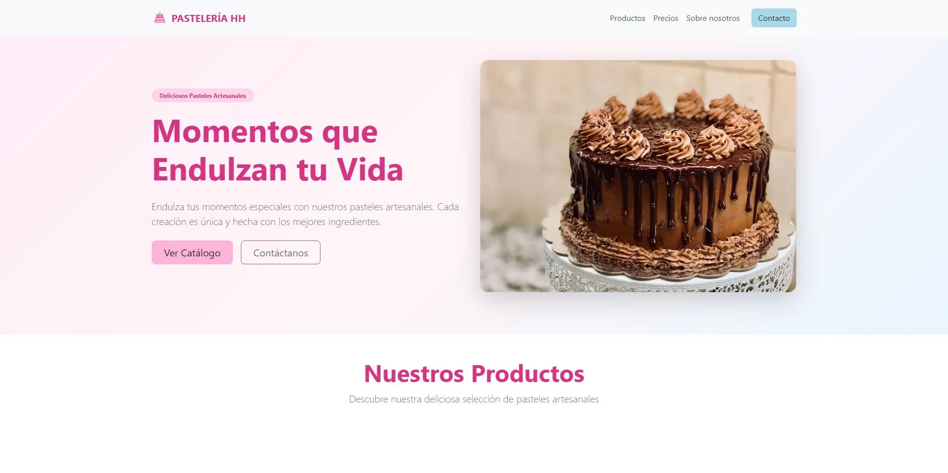 Plantilla web para pastelería artesanal